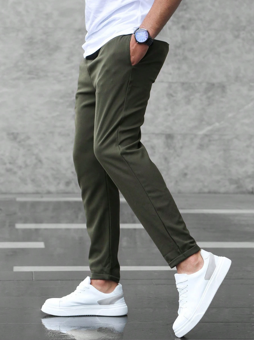 Pantalon met hoge taille en verstelbaar koord