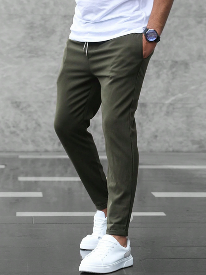 Pantalon met hoge taille en verstelbaar koord